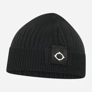 Rib knit beanie - jet black