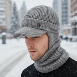 Gebreide herenbeanie met klep - FrostVisor