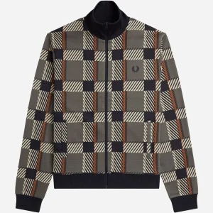 Glitch tartan track jacket - field green