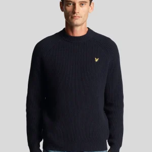 Shaker stitch mock neck - dark navy