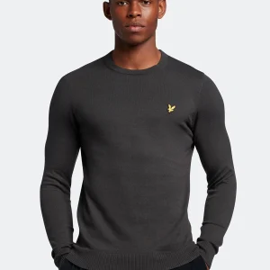 Cotton merino crew jumper - gunmetal