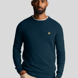 Cotton merino crew jumper - apres navy