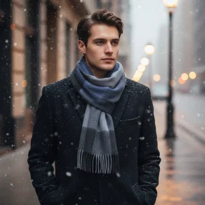 Lange Geruite Wollen Sjaal Met Fransen - Scarfora