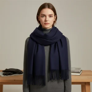 Lange Kasjmier Sjaal Met Fransrand - CashmiAura
