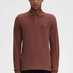 LS plain fred perry shirt - whisky brown