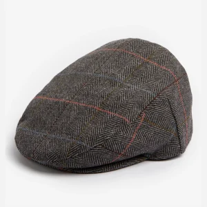 Wilkin flat cap - charcoal herringbone