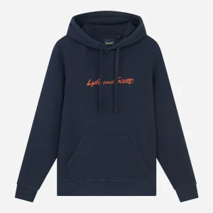 Embroidered logo hoodie - dark navy sorrel orange