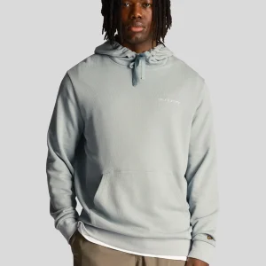 Loopback embroidered hoodie - slate blue