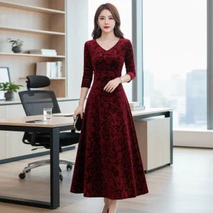 Midi-jurk met V-hals - Katharina