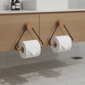 Minimalistisch Metaal Houthouder Set - BathTrium