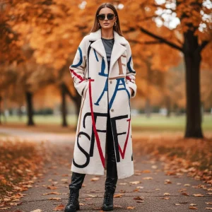 Kleurige Lange Damesmantel - Sarah