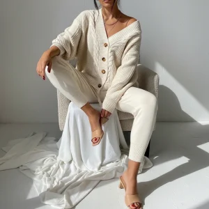 Rippenstrik Cardigan Met Knopsluiting - Naomi