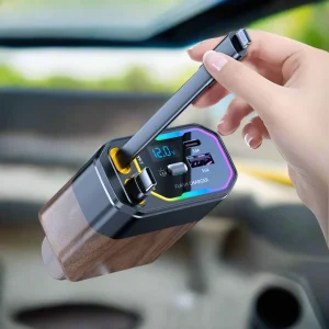 120W 4-in-1 Opvouwbare Auto Oplader met USB-C & Sigarettenaansteker Adapter – Vega