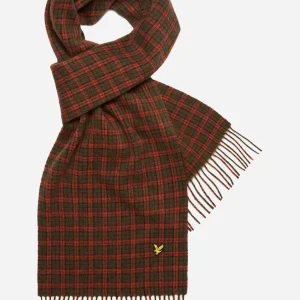 Tartan lambswool scarf - victory orange olive jet black
