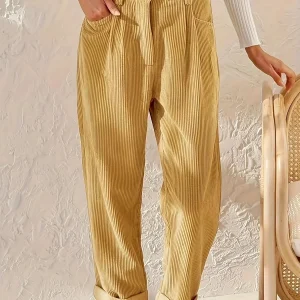 Dames Corduroybroek met hoge taille en rechte pasvorm – Elvira