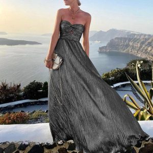 Maxi Zomerjurk met V-hals en Taille-accent – Rosa