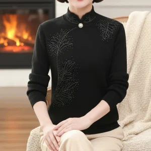 Gestreepte trui met hoge kraag - Susanne