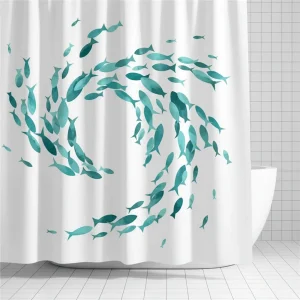 Wasbare stoffen douchegordijn met haken - TurquiFin