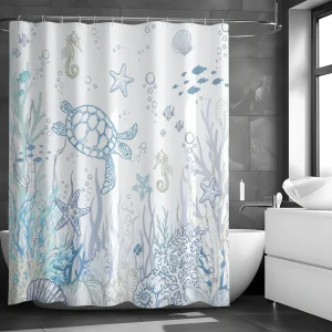 Waterdichte douchegordijn polyester - TurtleGlide