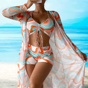 Driedelige Bikiniset met Hoge Taille en Cover-Up – Marisse