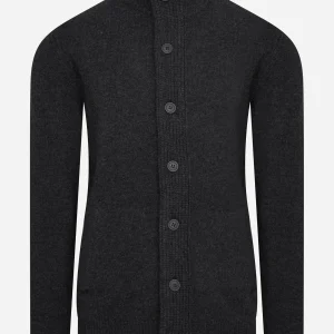 Patch zip thru - charcoal