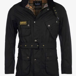 Slim international wax jacket - black