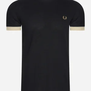 Striped cuff t-shirt - black