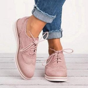 Dames Derby schoenen van suède met brogue-details – Carisse