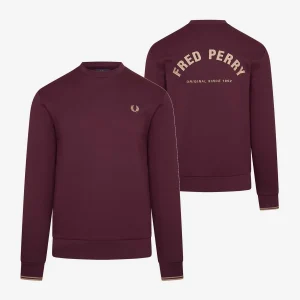 Fred Perry embroidered sweat - mahogany
