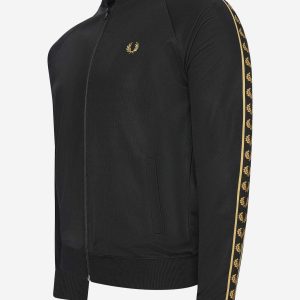 Gold tape bomber track jacket - black