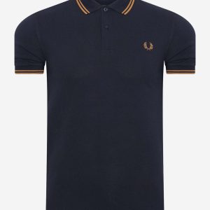 Twin tipped fred perry shirt - navy dark caramel