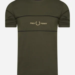 Embroidered panel t - hunting green