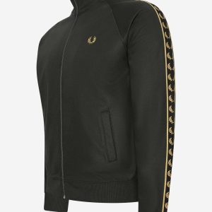 Gold tape track jacket - hunting green
