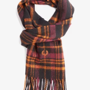 Redacted tartan scarf - oxblood