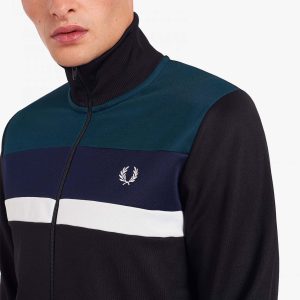 Colourblock track jacket - black
