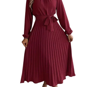 Elegante Maxi Jurk met Hoge Kraag