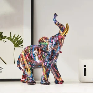 ElevaArt – Kleurrijke Graffiti Olifant Beeldje voor Moderne Kunstliefhebbers