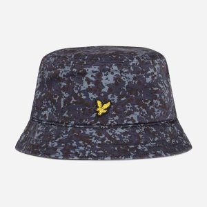 Cotton twill bucket hat - navy earth print