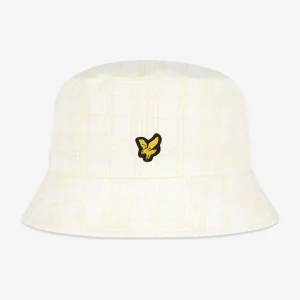 Reversible check bucket hat - white lemon