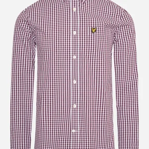 Slim fit gingham shirt - burgundy white