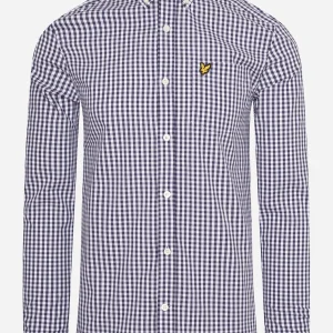 Slim fit gingham shirt - navy white