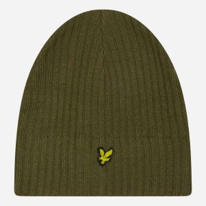 Knitted ribbed beanie - olive