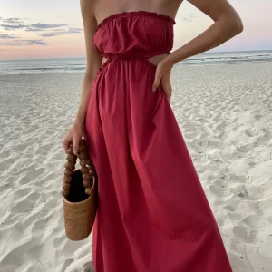 Roze Mouwloze Bohemian Chic Jurk met Losse Pasvorm – Elira