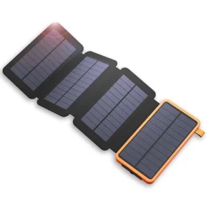 Zonne-energie powerbank met 4 panelen en 3 USB-uitgangen – SunCore