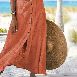 Vloeiende Linnen Maxi Rok – Odette